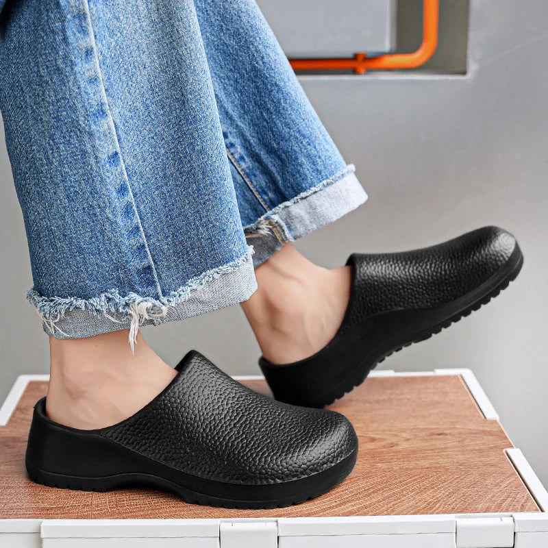 Couple Chef Shoes Four Seasons Waterproof Anti slip Men's and Women's casual Business Work Shoes Fashion comfort Half EVA Shoes