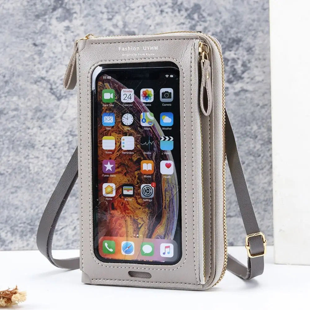 PU Leather Cell Phone Bag Multifunctional Crossbody Touch Screen Phone Bag Large Capacity Women Wallet 6 Colors Card Holder