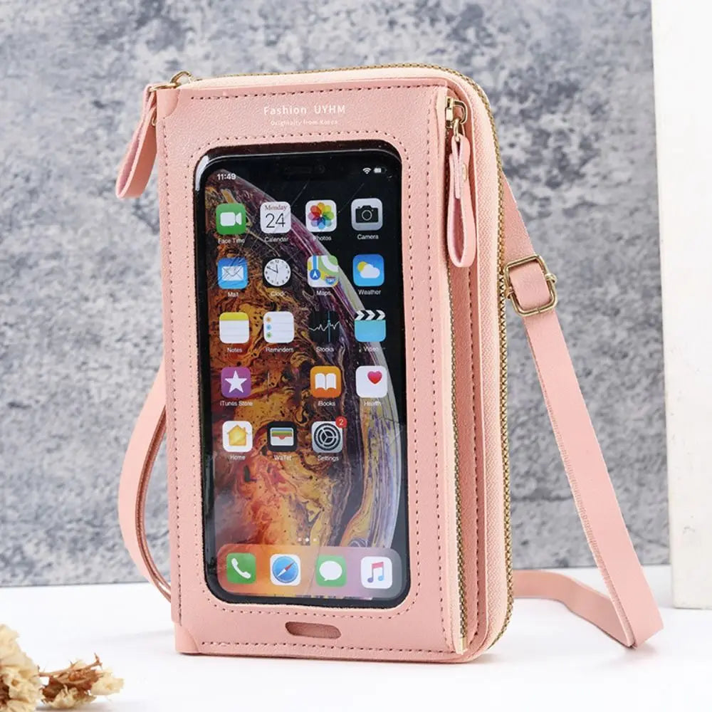 PU Leather Cell Phone Bag Multifunctional Crossbody Touch Screen Phone Bag Large Capacity Women Wallet 6 Colors Card Holder
