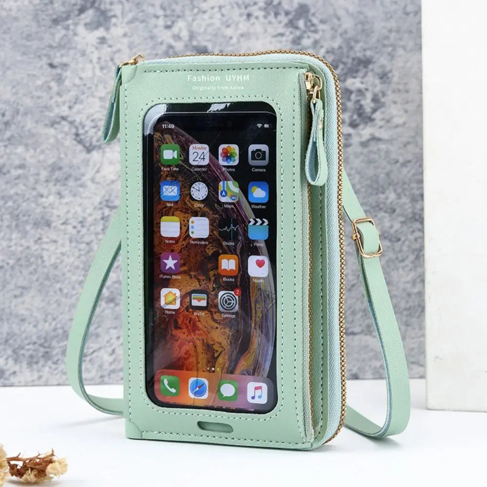 PU Leather Cell Phone Bag Multifunctional Crossbody Touch Screen Phone Bag Large Capacity Women Wallet 6 Colors Card Holder