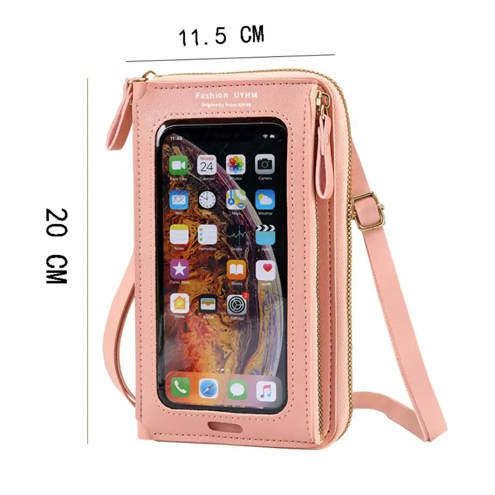 PU Leather Cell Phone Bag Multifunctional Crossbody Touch Screen Phone Bag Large Capacity Women Wallet 6 Colors Card Holder