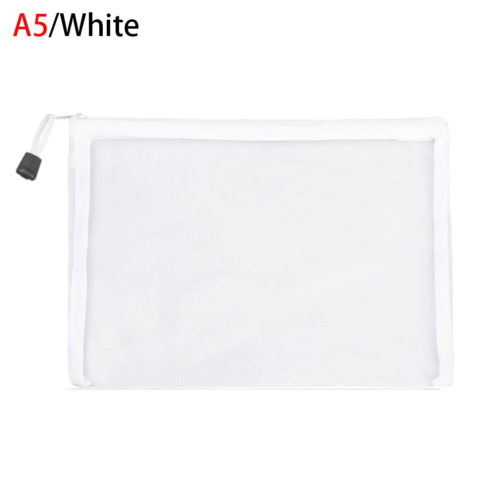 New Simple Transparent Mesh Cosmetic Storage Bag Clear Zipper  Pencil Case Nylon Makeup Pouch Portable Travel Toiletries Handbag