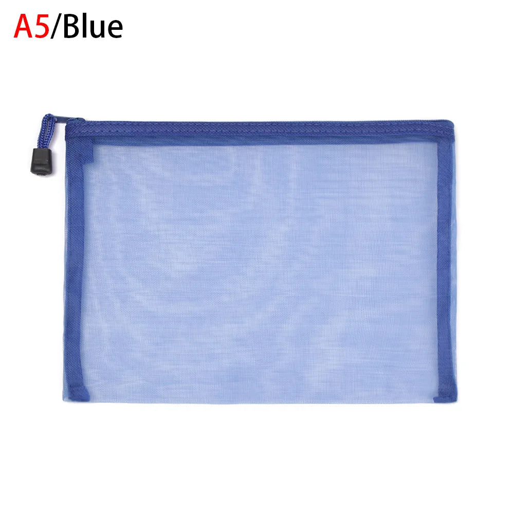 1PC Colorful Nylon Mesh Zipper Case Transparent Grid Cosmetic Makeup Pouch Handbags Coin Purse Mesh Pen Bag Home Storage