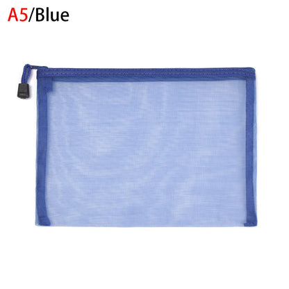 1PC Colorful Nylon Mesh Zipper Case Transparent Grid Cosmetic Makeup Pouch Handbags Coin Purse Mesh Pen Bag Home Storage