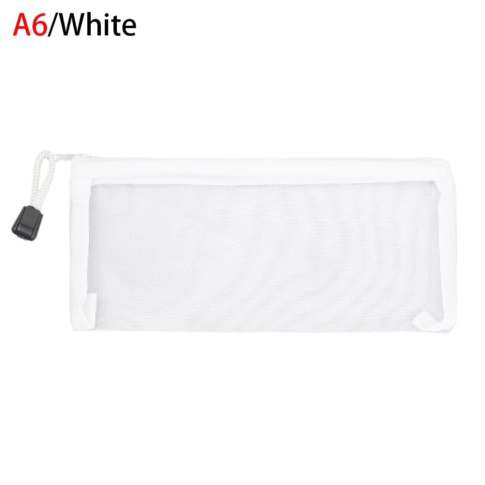 New Simple Transparent Mesh Cosmetic Storage Bag Clear Zipper  Pencil Case Nylon Makeup Pouch Portable Travel Toiletries Handbag