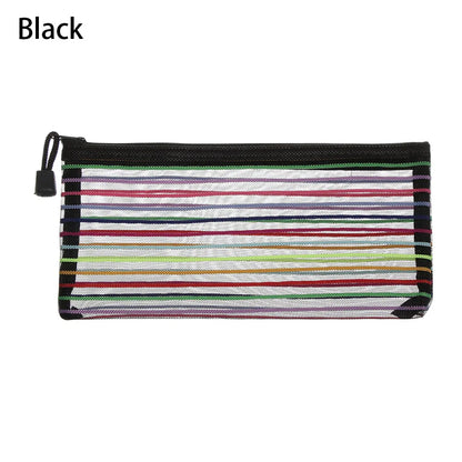 New Simple Transparent Mesh Cosmetic Storage Bag Clear Zipper  Pencil Case Nylon Makeup Pouch Portable Travel Toiletries Handbag