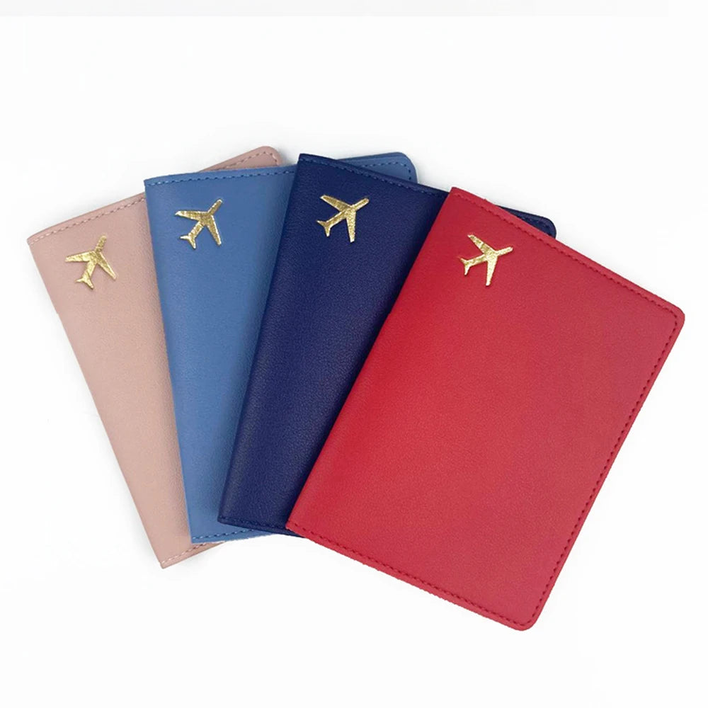 Luxury Gold Airplane Passport Cover Custom Name Men Women Business Passport Holder Personalized Logo Initials Travel Accessories