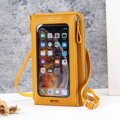 PU Leather Cell Phone Bag Multifunctional Crossbody Touch Screen Phone Bag Large Capacity Women Wallet 6 Colors Card Holder