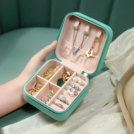 PU Jewelry Organizer Display Travel Jewelry Case Boxes Travel Portable Jewelry Box Leather Storage organizador Earring Holder
