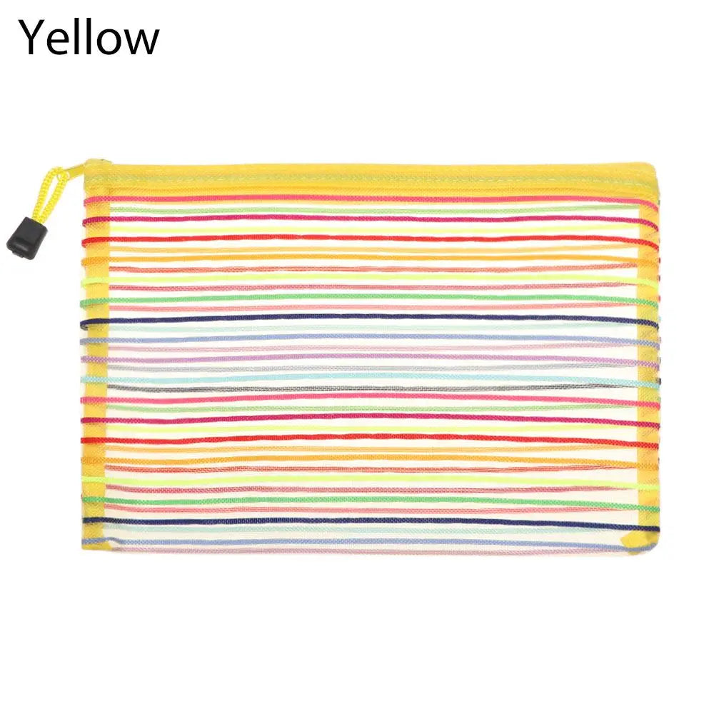 1PC Colorful Nylon Mesh Zipper Case Transparent Grid Cosmetic Makeup Pouch Handbags Coin Purse Mesh Pen Bag Home Storage