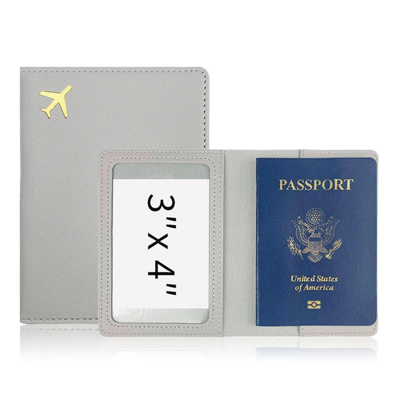 Luxury Gold Airplane Passport Cover Custom Name Men Women Business Passport Holder Personalized Logo Initials Travel Accessories