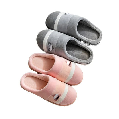 Cotton slippers for men autumn and winter indoor home decor anti slip thick bottom stepping on poop plush warm couple women