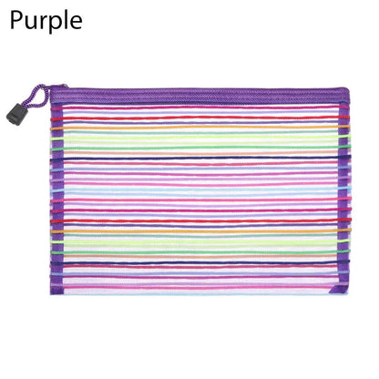 1PC Colorful Nylon Mesh Zipper Case Transparent Grid Cosmetic Makeup Pouch Handbags Coin Purse Mesh Pen Bag Home Storage