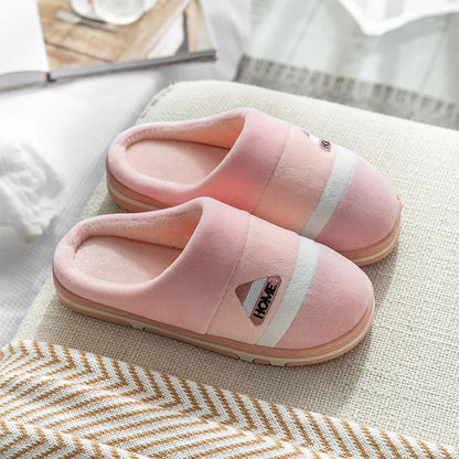 Cotton slippers for men autumn and winter indoor home decor anti slip thick bottom stepping on poop plush warm couple women