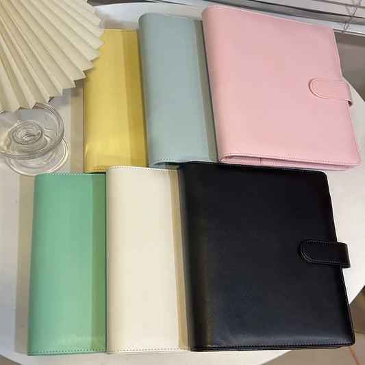 A6/A5 Macaroon 18 Colors  PU Leather DIY Binder Photocards Collect Book Diary Agenda Planner Bullet Cover Album Stationery
