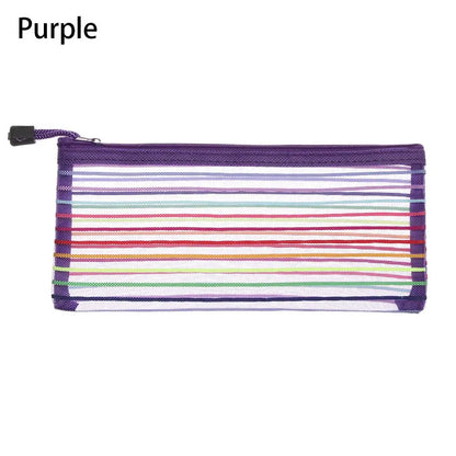 1PC Colorful Nylon Mesh Zipper Case Transparent Grid Cosmetic Makeup Pouch Handbags Coin Purse Mesh Pen Bag Home Storage