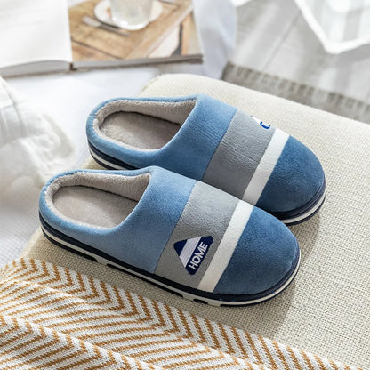 Cotton slippers for men autumn and winter indoor home decor anti slip thick bottom stepping on poop plush warm couple women